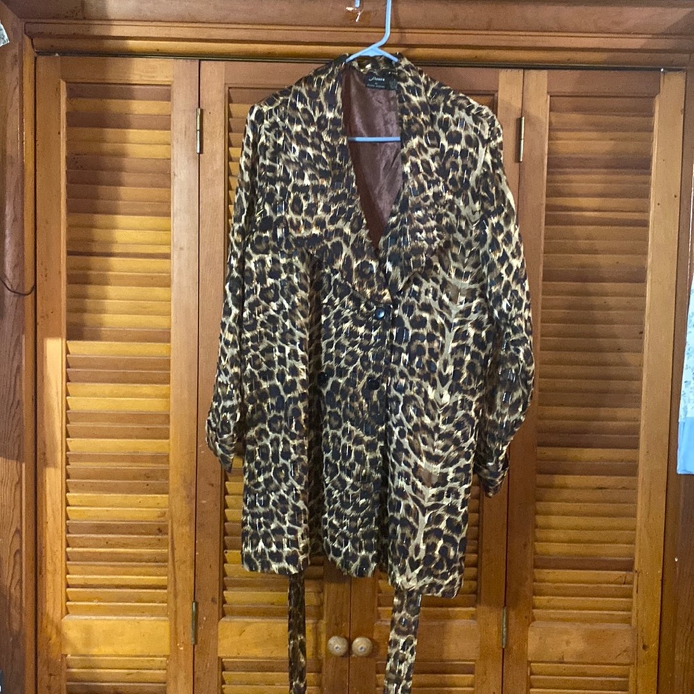 Fleurs Leopard Print Jacket With Shoulder Pads - image 1